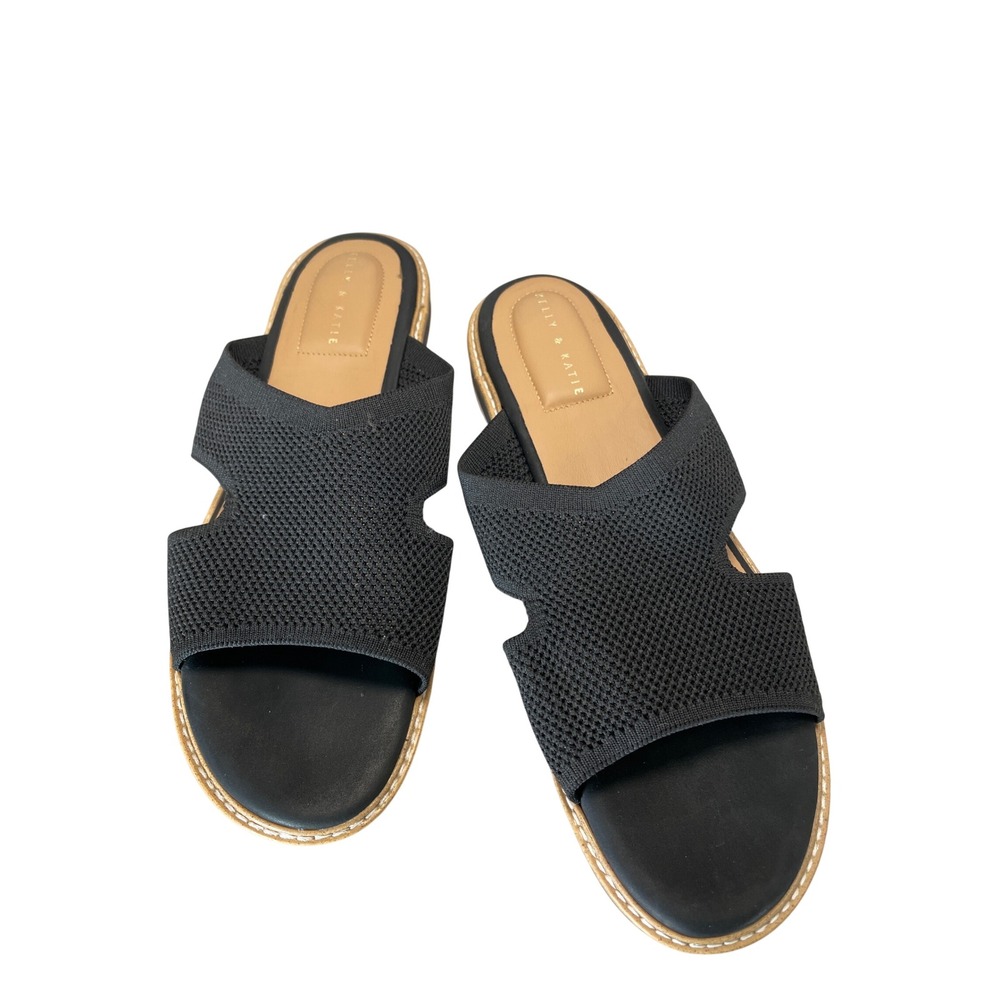 Kelly & Katie Annora Black Knit Slide Sandals Women's Size 10M Comfort Platform